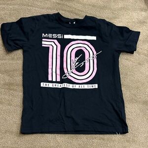 Kids Black and Pink Messi Graphic T-Shirt